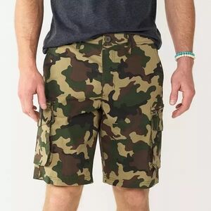 Men's Sonoma Men's 10" Green Multi Camo Outdoor Flexwear Cargo Shorts Size 36